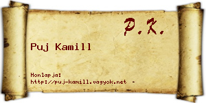 Puj Kamill névjegykártya